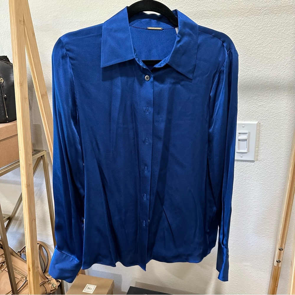 Ellie Tahari 100% silk button down shirt blouse